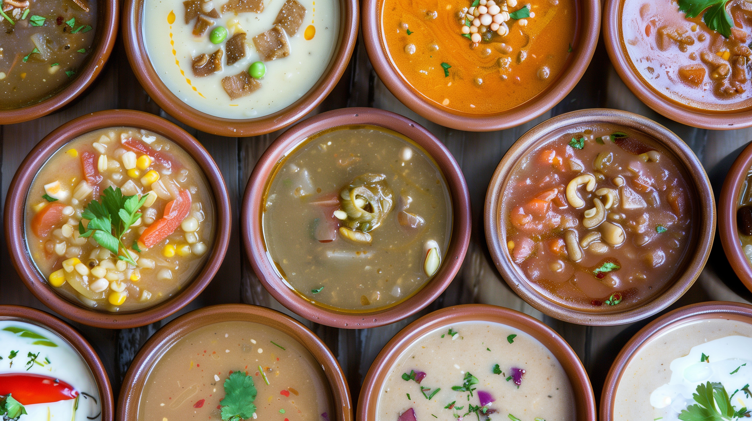 picture of many different soup bowls